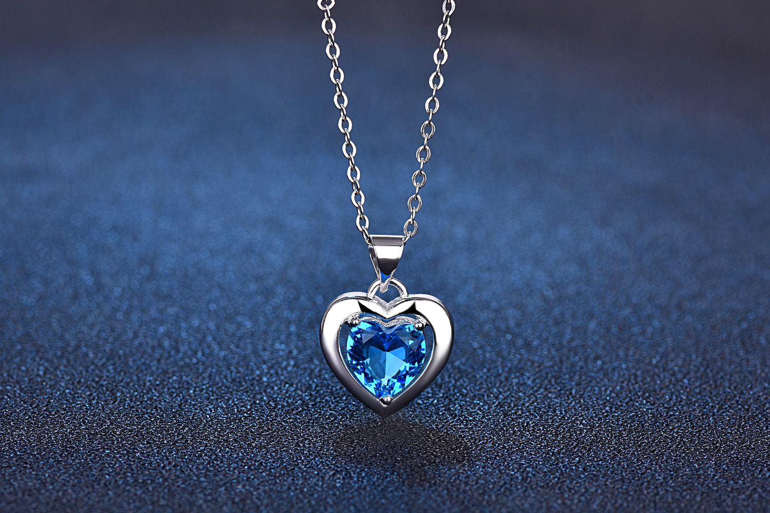 海洋之心项链女心形吊坠简约百搭锁骨链日韩版银饰厂家直销批发