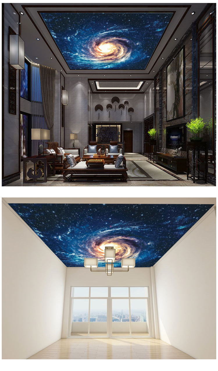 大型定制壁画定做壁纸星空宇宙银河系客厅卧室酒店吊顶顶棚壁纸