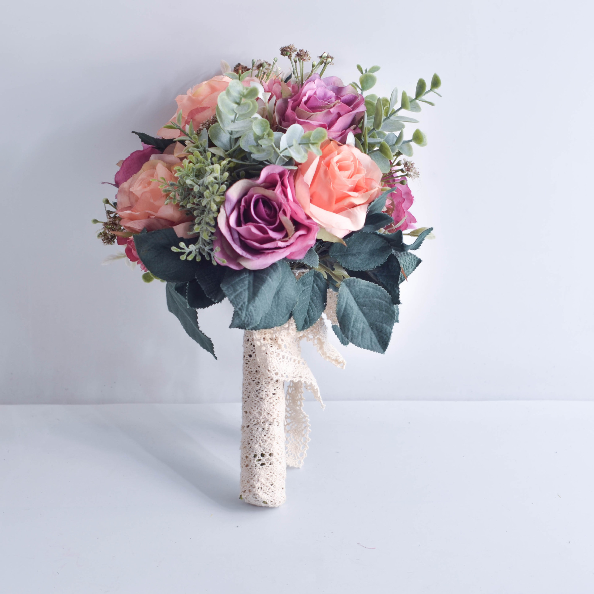 欧美婚庆用品婚礼新娘手捧花 批发韩式仿真花束新娘花结婚手捧花