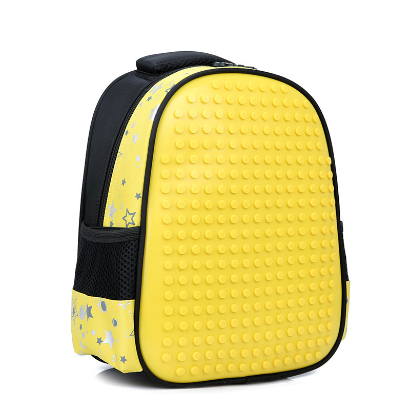 小朋友积木拼图书包 外贸热销diy名字图硅胶小颗粒拼图案儿童背包