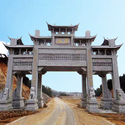 石雕牌坊牌楼专业定制 青石大理石仿古门楼 村头大型石牌坊