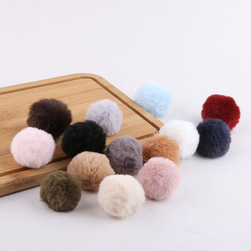 diy饰品配件毛绒绒兔毛球带挂耳环女百搭钥匙扣材料秋冬吊坠挂件