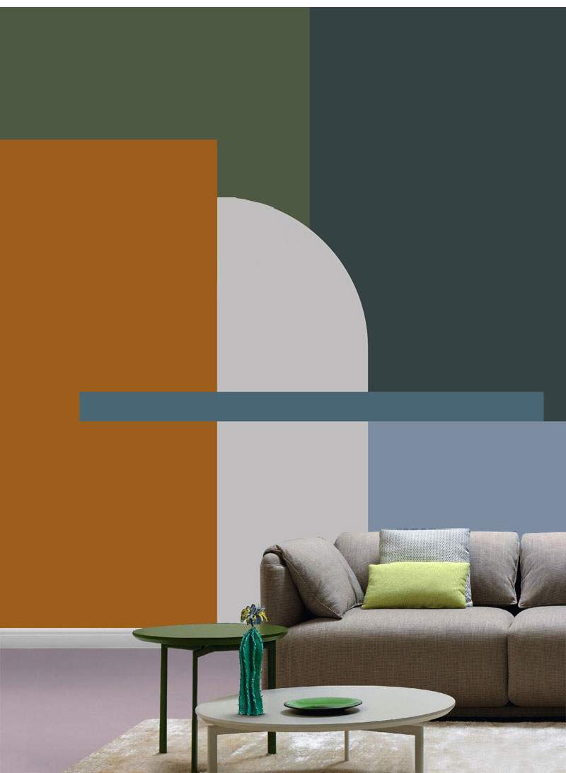 客厅背景墙壁纸北欧墙纸大气现代简约拼色几何大色块整张墙布