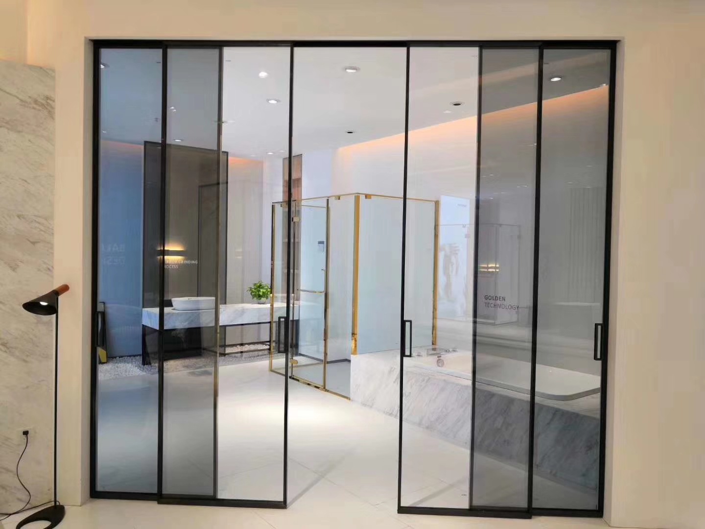 厂家直销厨房门双开推拉门窄边阻尼防撞缓冲平移门