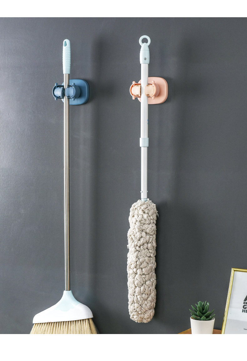 免打孔拖把夹拖把挂钩强力拖布壁挂卫生间无痕收纳卡扣置物架