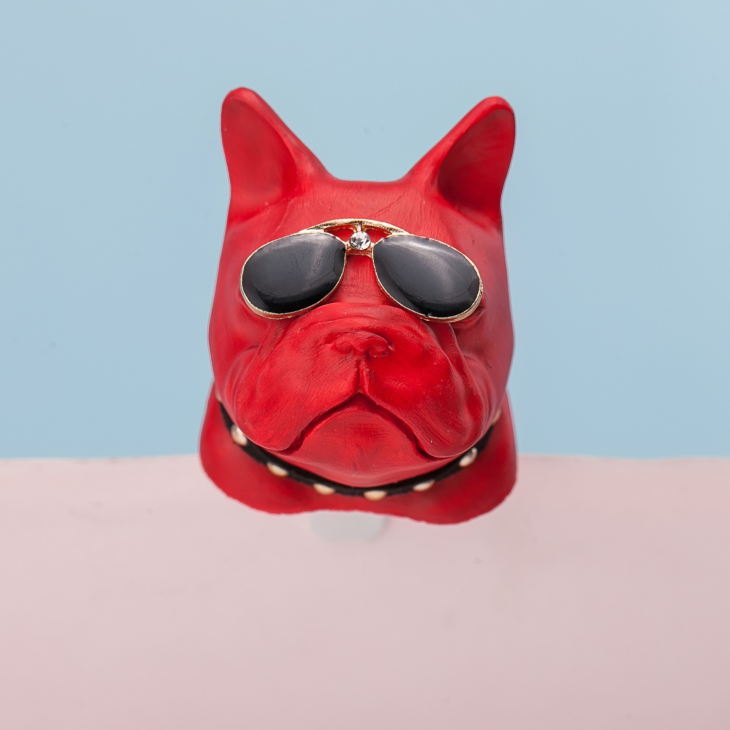 创意车品 汽车香薰摆件扩香石 狗年礼品法斗狗头车载出风口香水夹