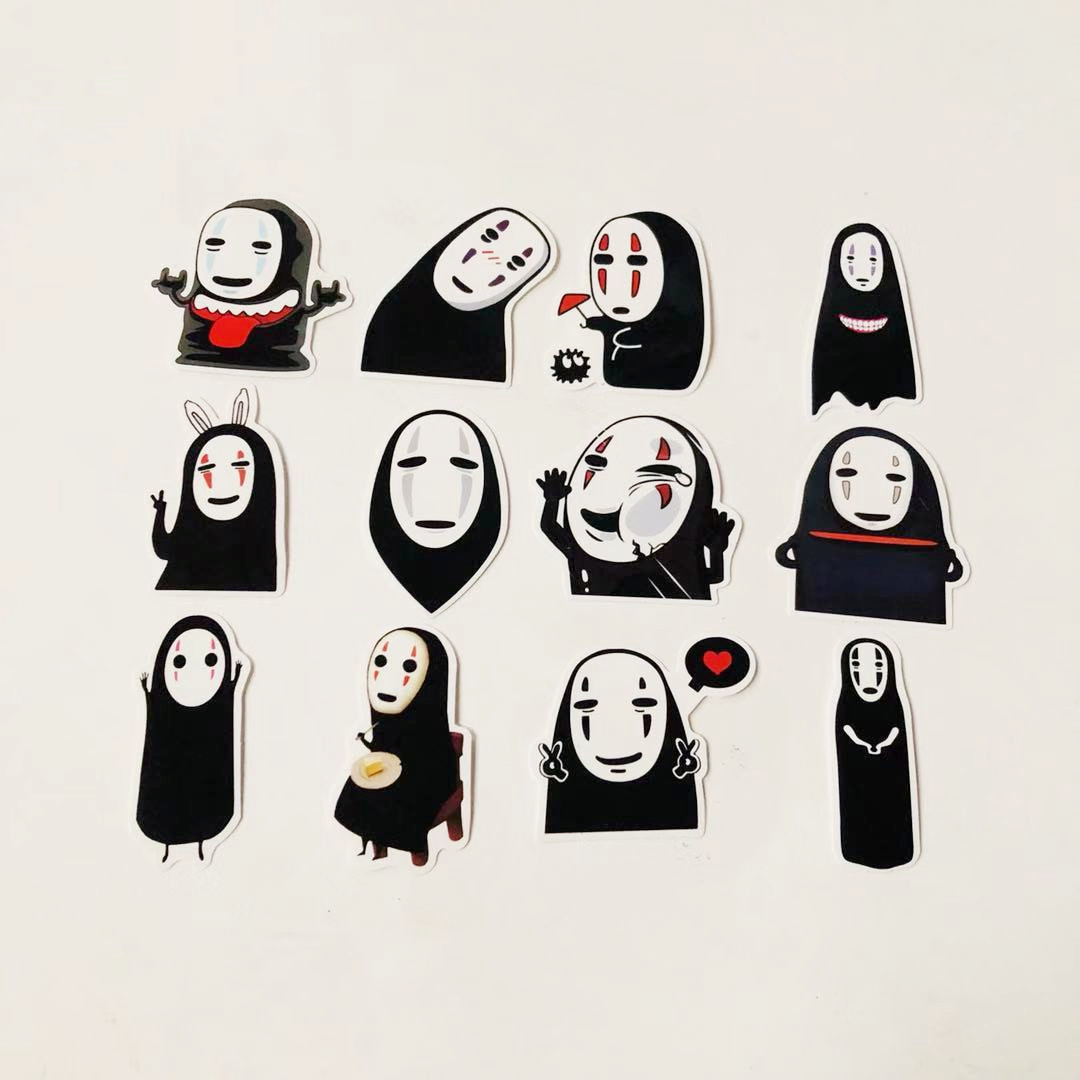 12张无脸男宫崎骏动漫贴纸笔记本拉杆箱电脑卡通贴纸头盔汽车贴纸
