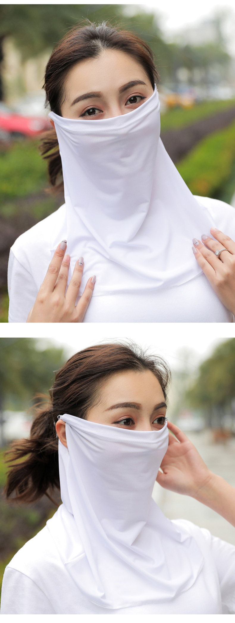 夏季薄款防晒冰丝口罩 女士户外骑行口罩 防晒防风沙透气护颈面纱【5