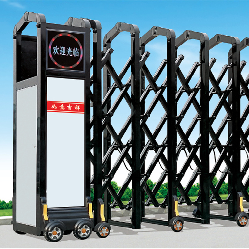 电动伸缩门黑铝合金电机小区自动工地停车场遥控伸缩门防盗门