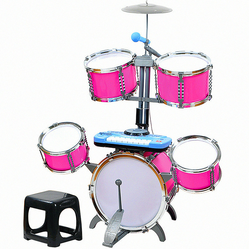 货号:586-299 品名:黑粉2色琴鼓组合爵士鼓套装5鼓 椅 颜色