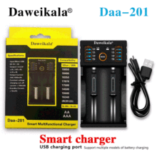 Daweikala18650锂电池26650智能USB双充充电器5V2A输入可以做中性