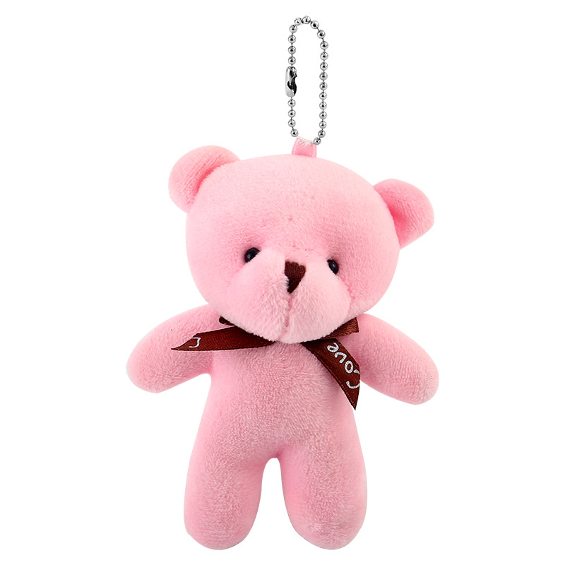 Teddy Bear One-Piece Bear Big Head Bear Tie Bear Keychain Pendant Doll Bouquet Plush Toy Factory Spot