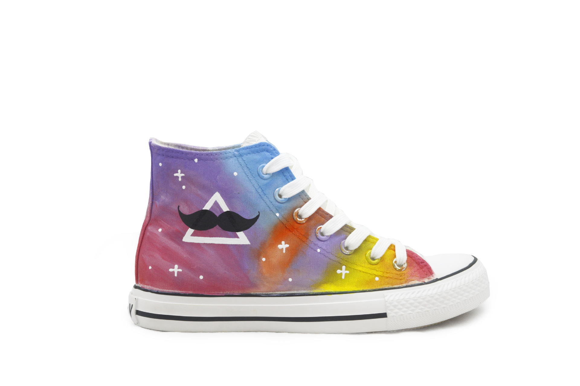 2019新款高帮男女星空涂鸦帆布鞋手绘鞋速卖通亚马逊供货一件代发