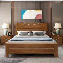 金丝胡桃木特价床1.5米单人床1.8米双人床新中式高箱储物卧室家具