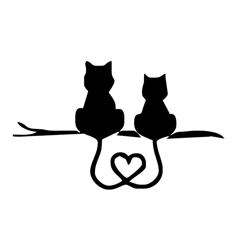 两只小猫 爱心猫可爱的背影动物汽车贴纸个性反光贴划痕装饰贴