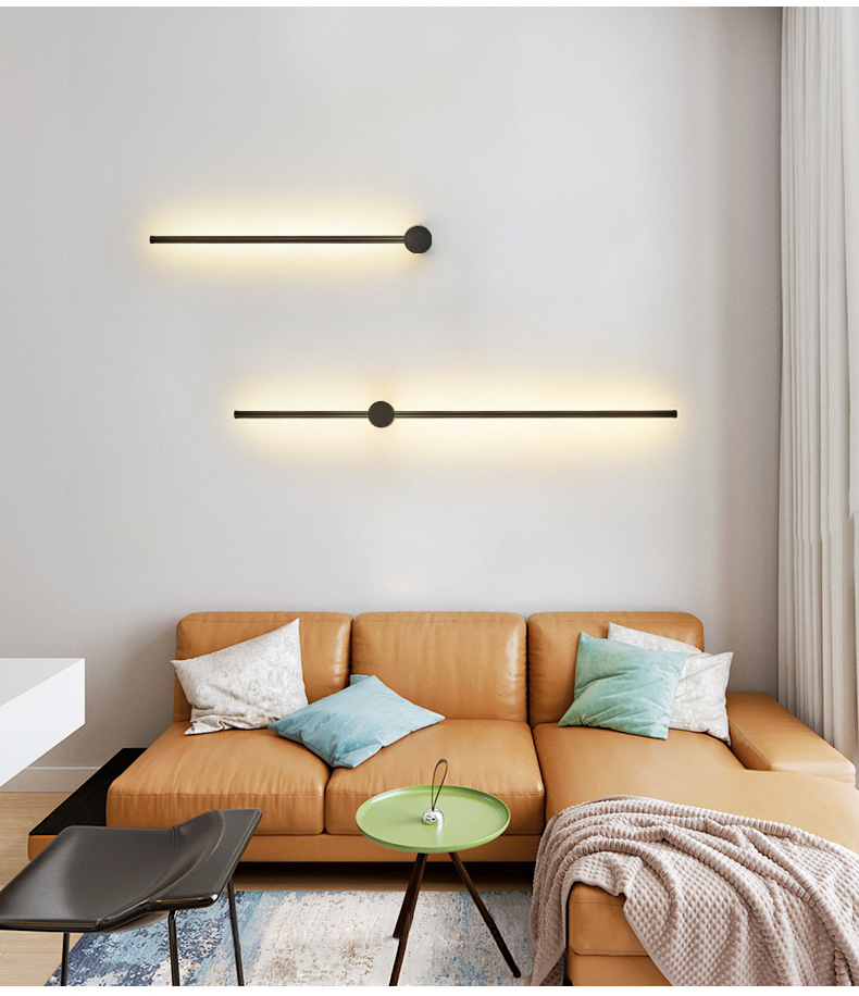 床头壁灯北欧极简创意明线性led长条形简约客厅沙发卧室背景墙灯
