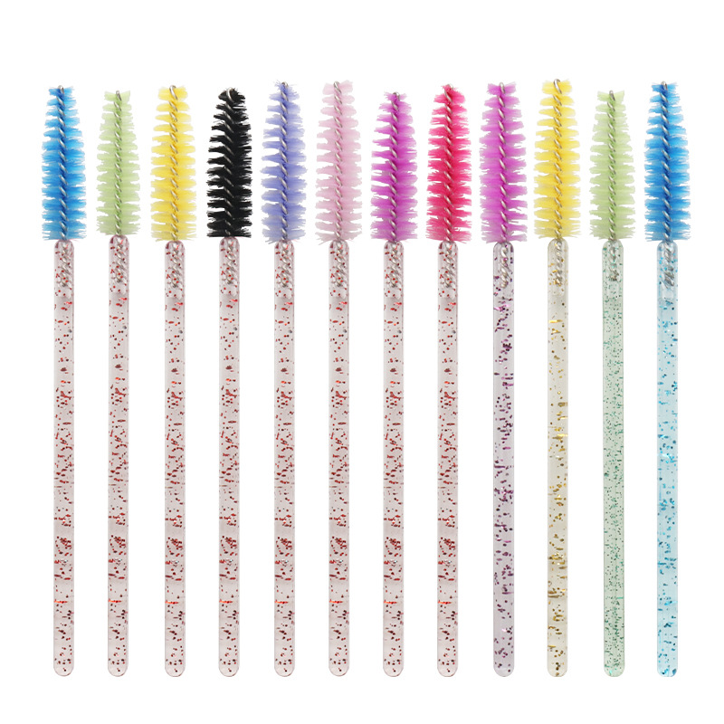 Wholesale Disposable Crystal Rod Mascara Brush Nylon Hair Portable Spiral Eyebrow Comb Eyelash Makeup Brush Tool