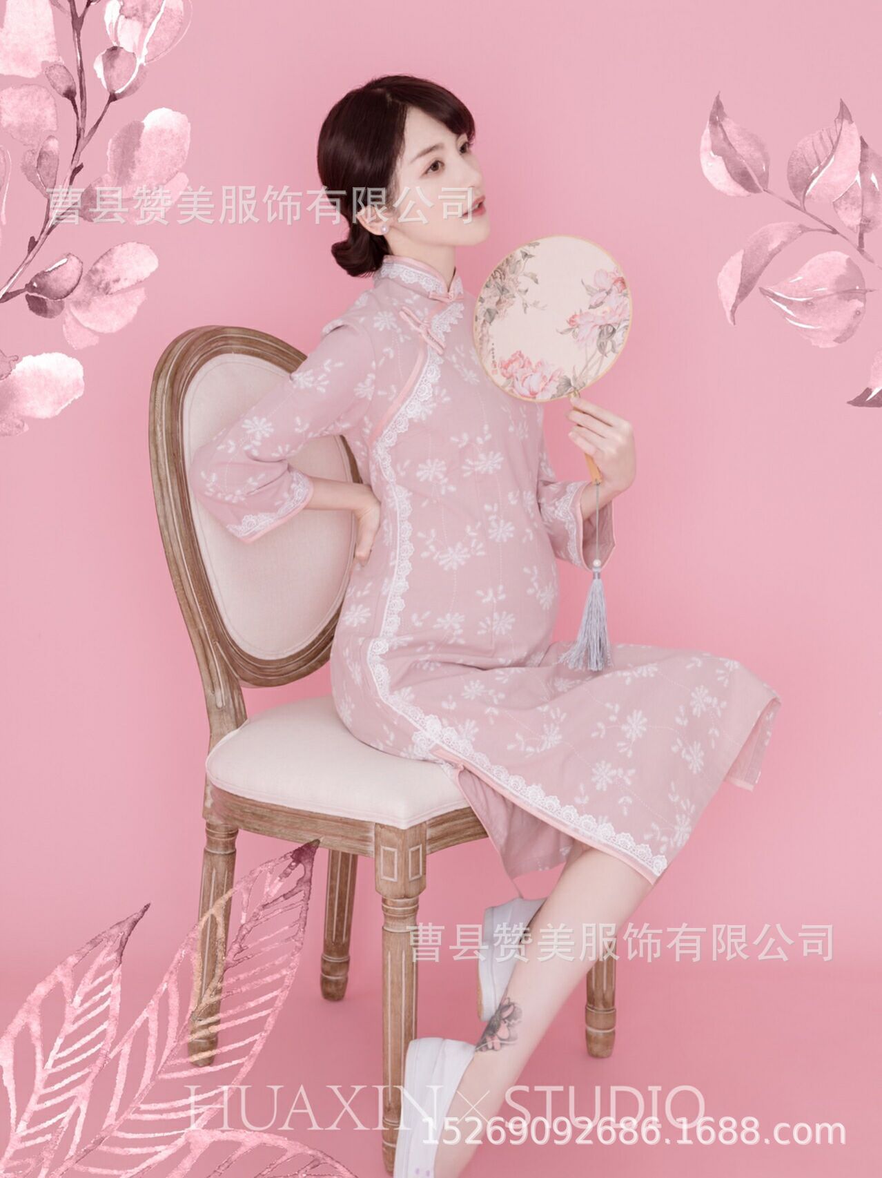 孕妇摄影服装唯美复古风旗袍影楼孕妇装新款中国风拍照写真艺术照