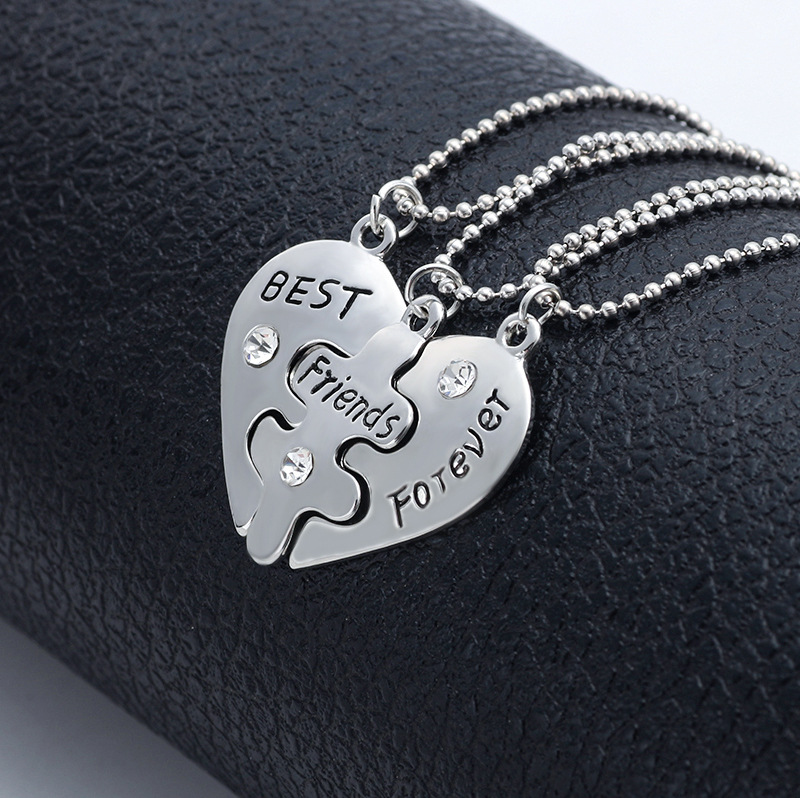 欧美分裂心形好朋友闺蜜字母best friend forever 三条套装项链潮
