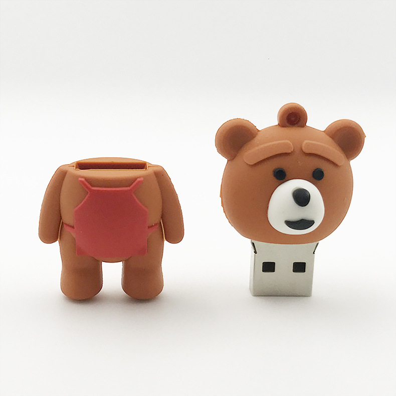 工厂直销pvc立体小熊卡通u盘4g8g动漫创意熊猫公仔usb开模定制