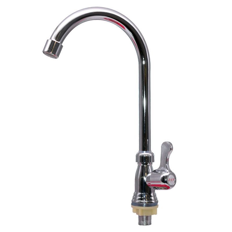 Factory Supply Zinc Alloy Copper Core Kitchen Sink Single Cold Large Vertical 4 Points Quick Open Washing Basin Faucet