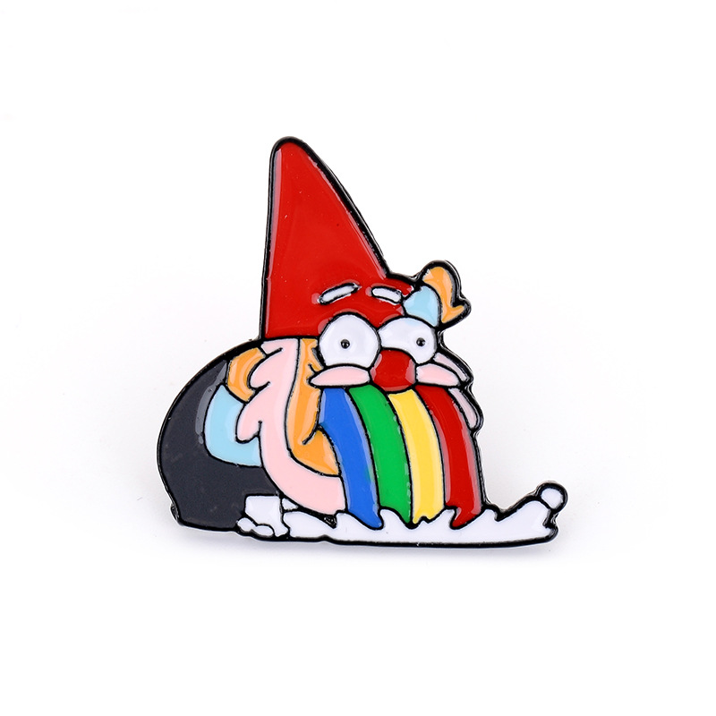 欧美胸针 gravity falls 美国动画怪诞小镇吐彩虹小矮人胸针