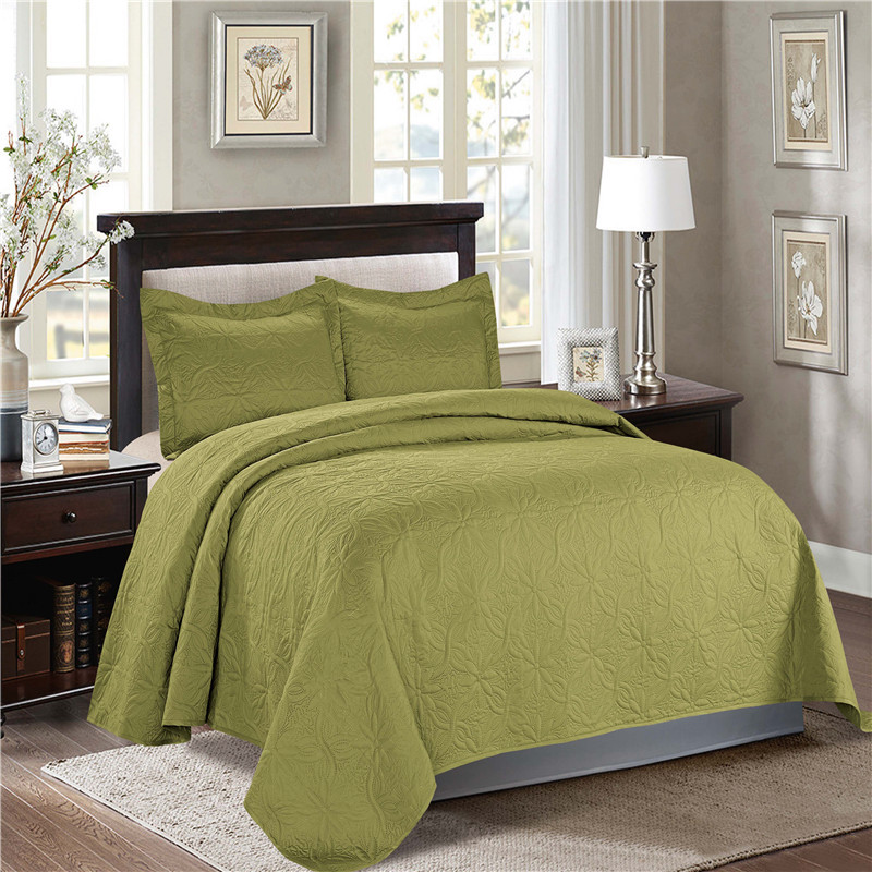 Yahui Cross-Border Ultrasonic Quiltedtextiles Four-Piece Set American Super Soft Embossed Three-Piece Bed Cover Set