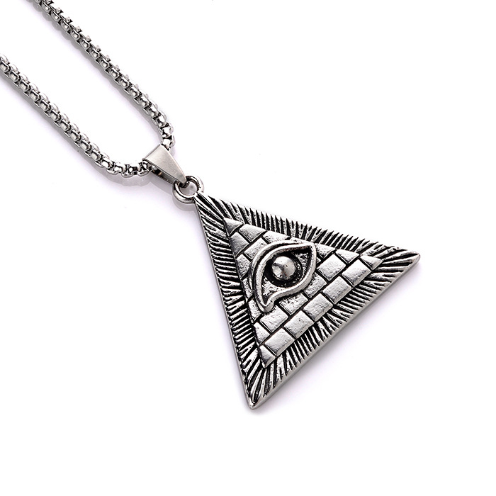 恶魔之眼三角形吊坠欧美潮人简约男士个性霸气挂坠项饰品现货供应