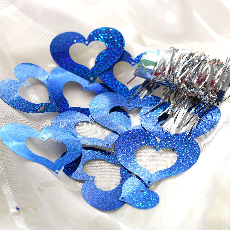 婚庆结婚用品 桃心气球雨丝吊坠 银色雨丝帘气球心形吊坠镭射亮片