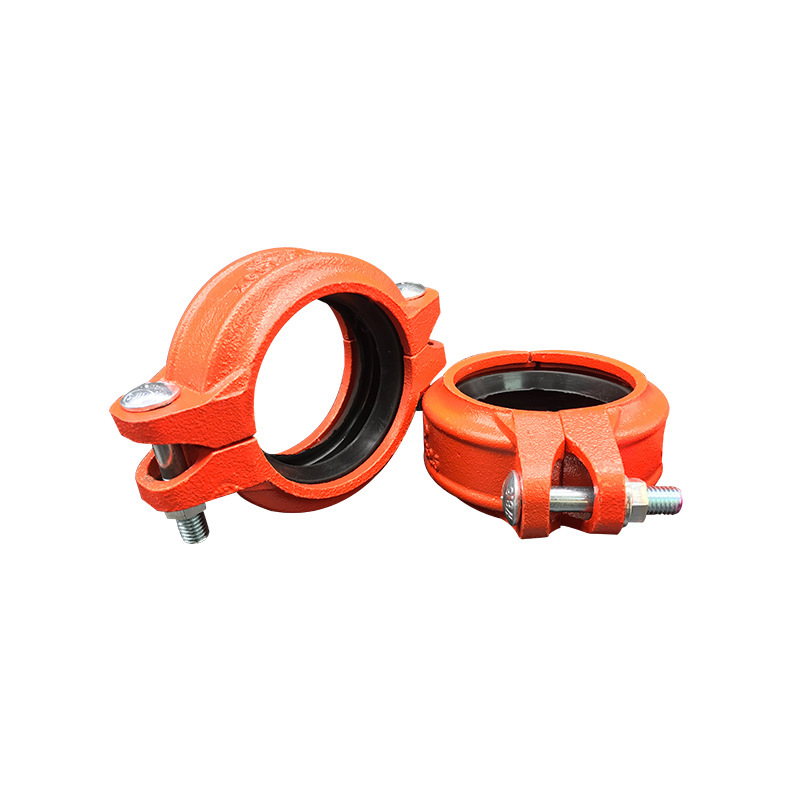供应 消防水管管卡dn150 红色消防工程沟槽管件卡箍接头 管夹抱箍