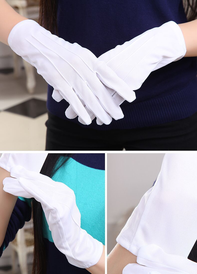 高档三筋白色手套 庆典礼仪宾珠宝表演出节目舞蹈手套三道筋10双