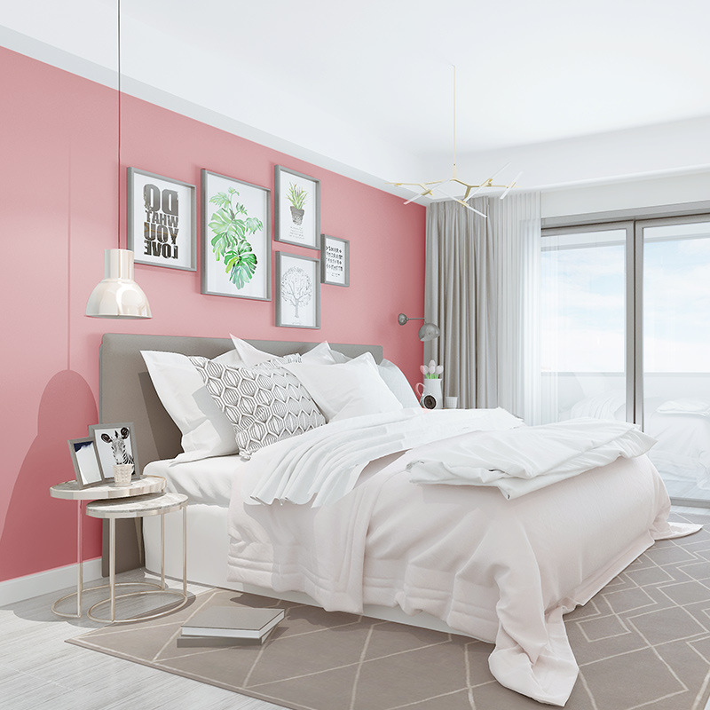 粉色少女心壁纸卧室温馨女孩儿童房网红公主粉红色