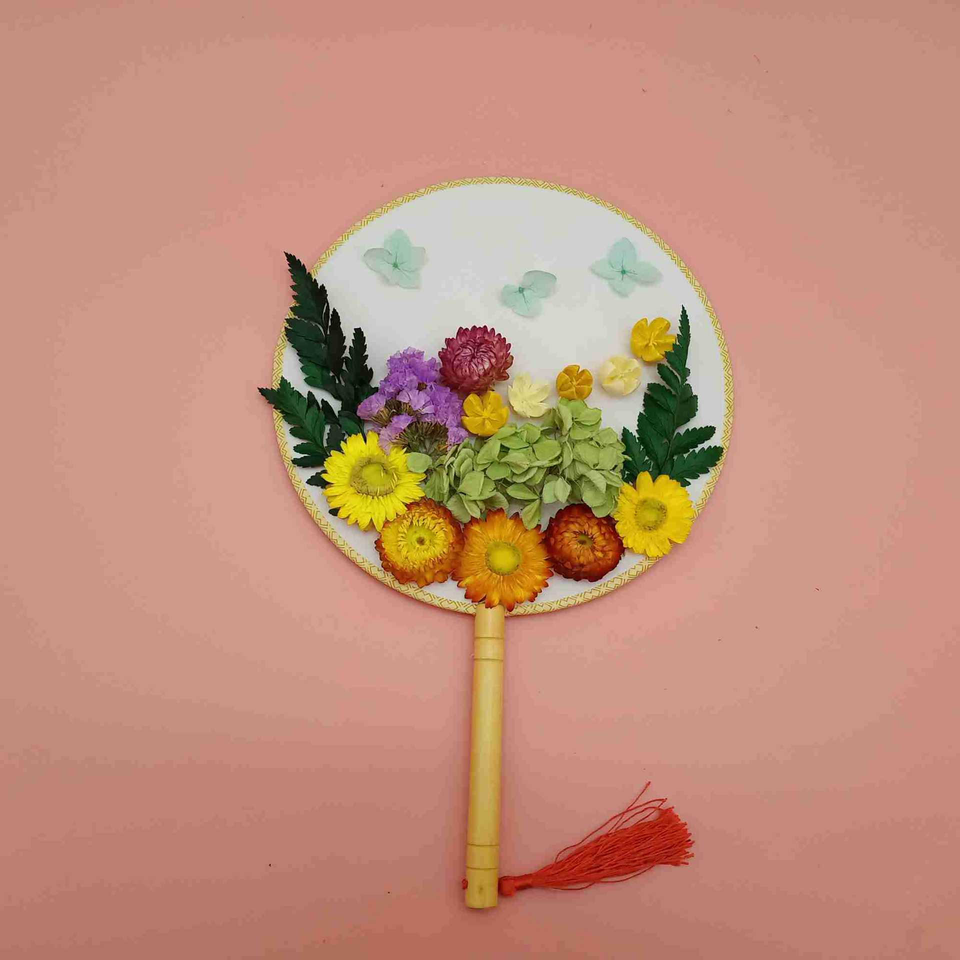团扇diy花艺新品创意手工亲子活动田园中国风节日礼物干花材套餐