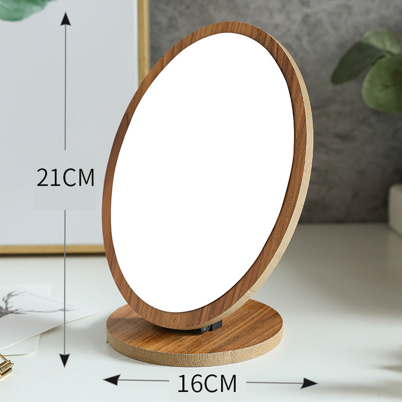 厂家直销桌面方形化妆镜 台式美妆木镜子 木质仿古方形镜批发