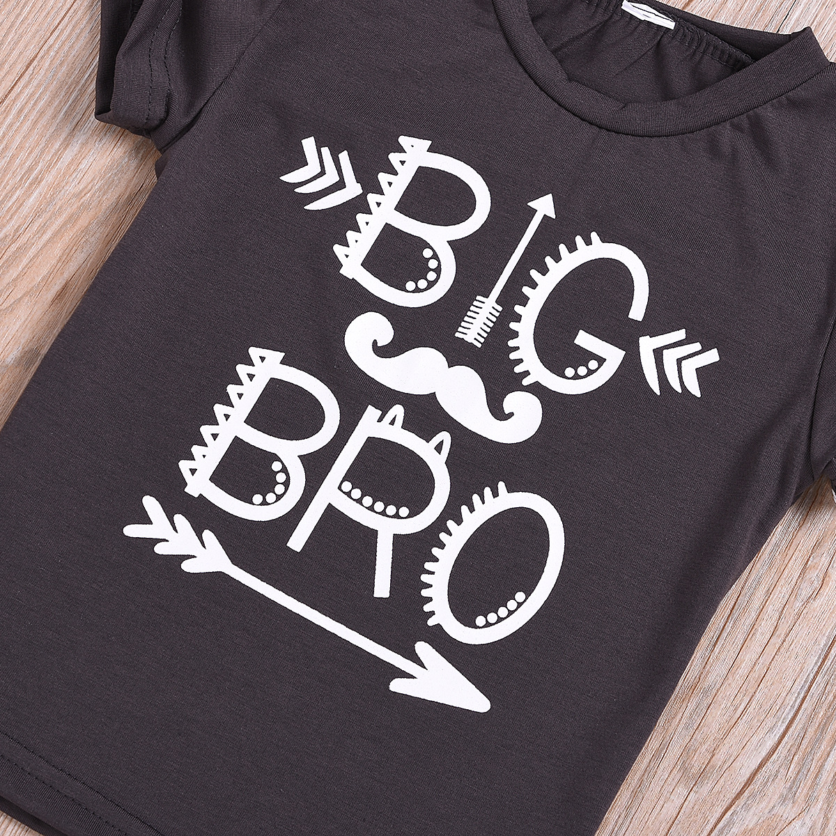 跨境外贸欧美男童英伦风big bro箭头印花哈衣t恤哥哥弟弟亲子装