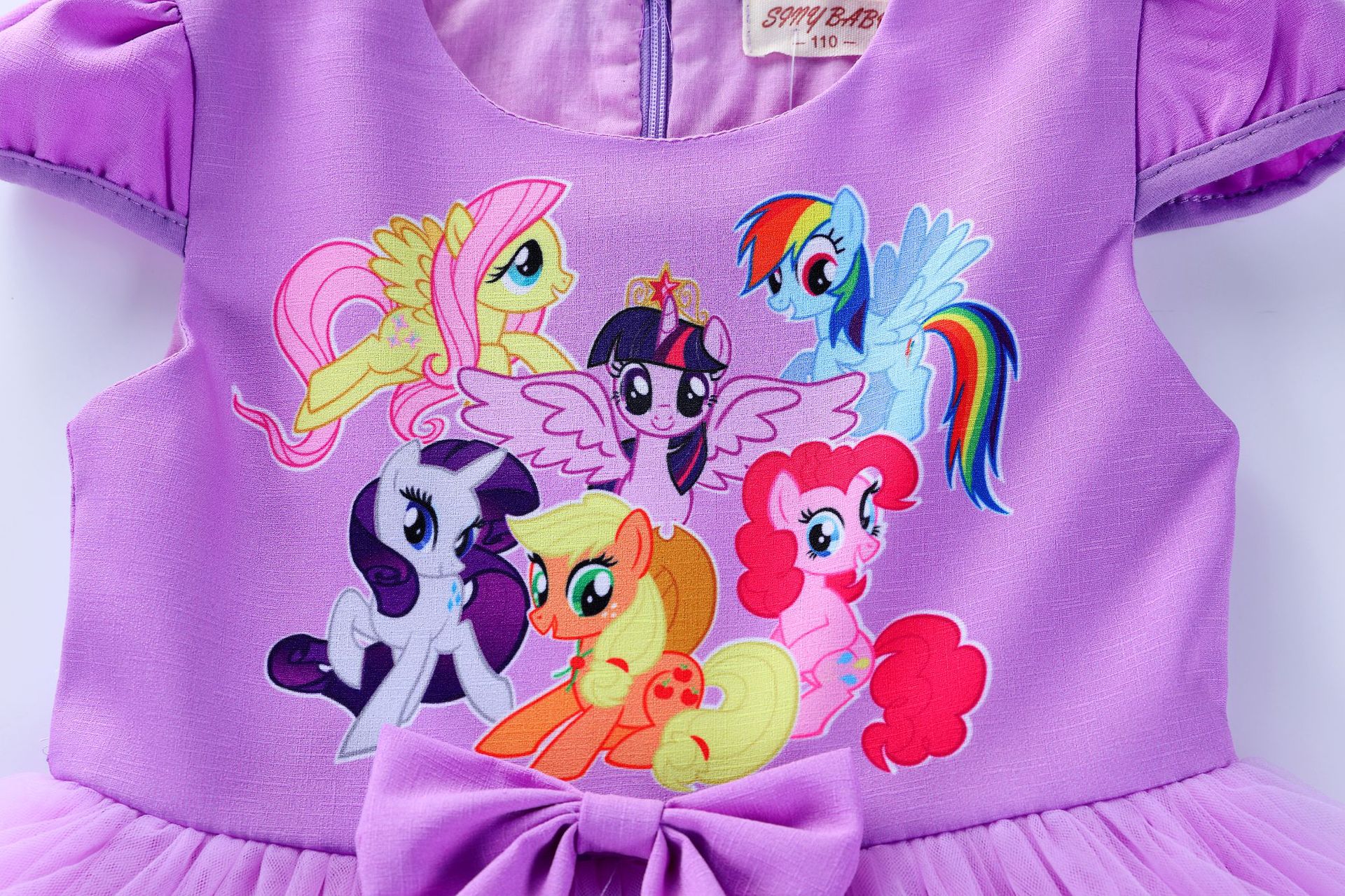 夏季新款儿童连衣裙 冰雪奇缘公主裙 三层不同色织带网纱马连衣裙