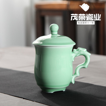 厂家直销家用青瓷泡茶杯随手杯龙杯送礼创意办公杯龙泉青瓷茶杯