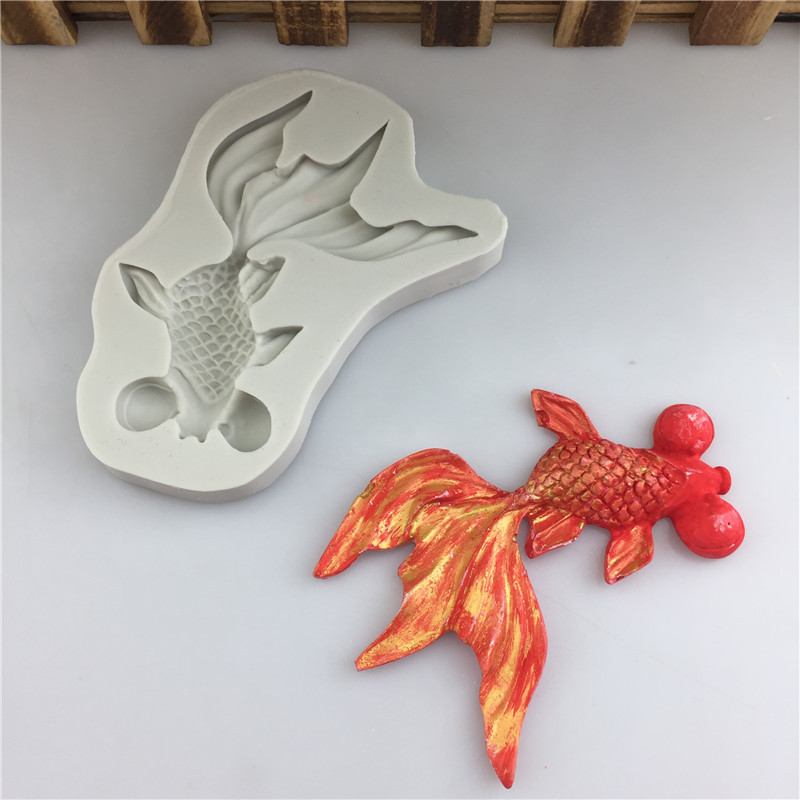 鲤鱼红金鱼造型硅胶模具年年有鱼手工翻糖蛋糕模 干佩斯装饰模具