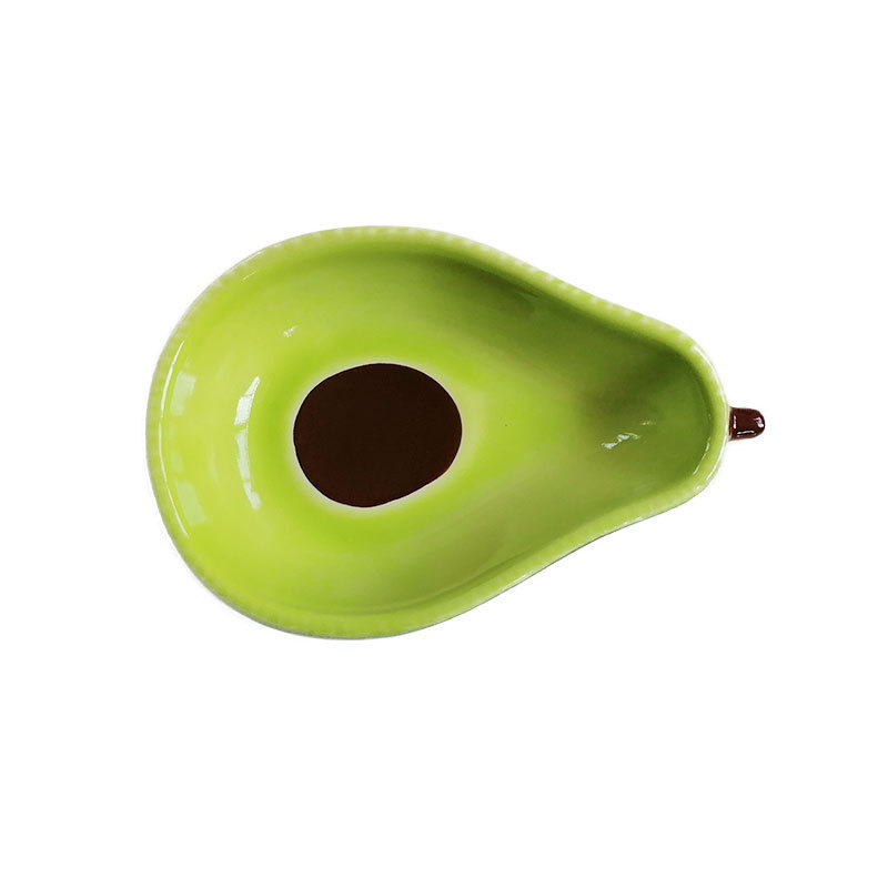 Korean Style Ins Cute Green Avocado Ceramic Bowl Plate Breakfast Salad Bowl Dessert Rice Bowl Household Tableware