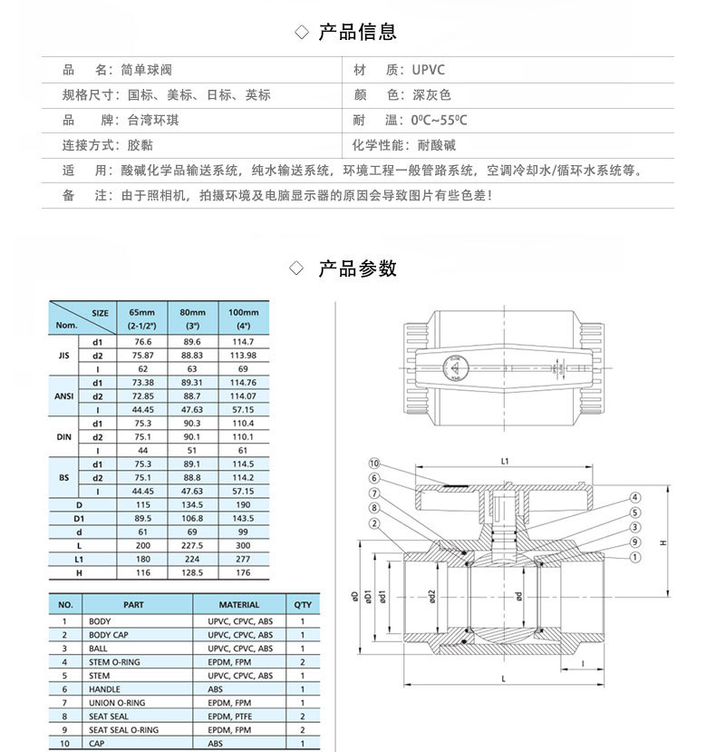 环琪简单球阀 upvc普通球阀 pvc简易阀门 给水/排水阀 塑料二通阀