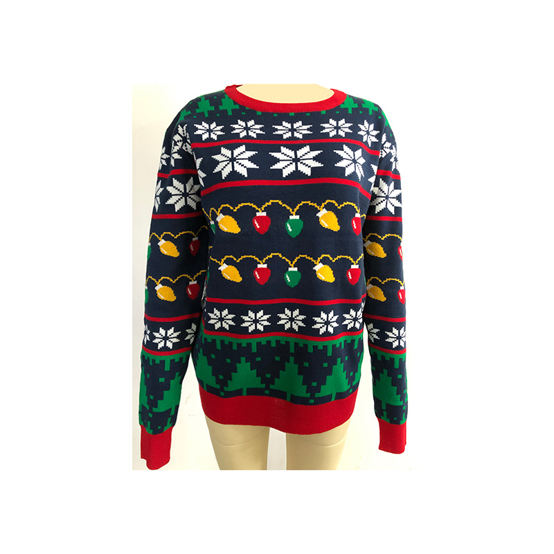 Foreign Trade European and American Export Christmas Sweater Loose Women's Wear European and American Jacquard Knitted Christmas Sweater