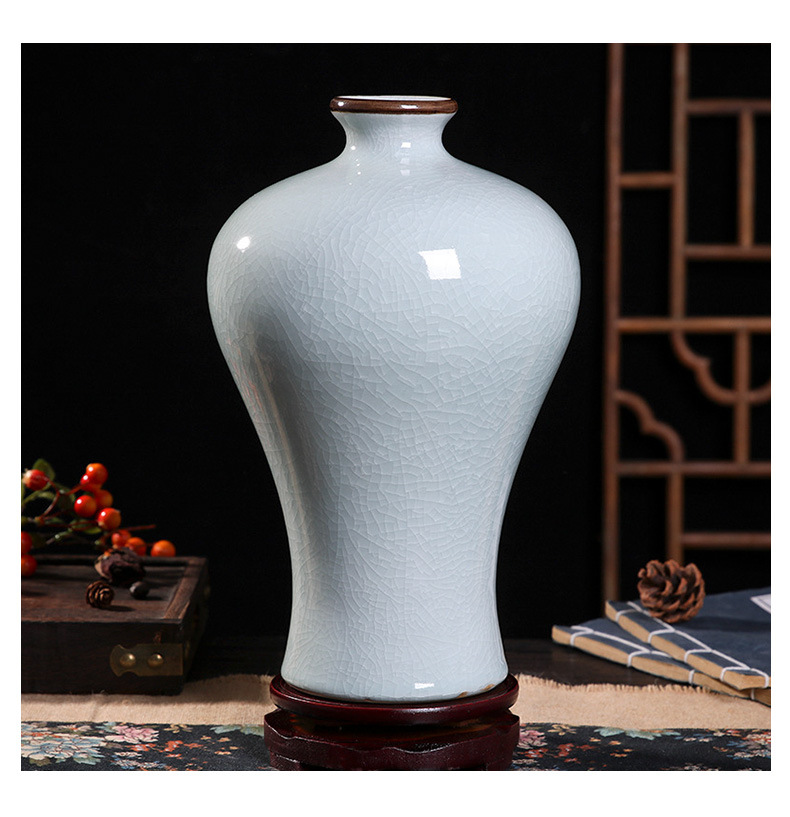 景德镇白裂釉冰裂釉陶瓷器装饰花瓶仿古新中式工艺品客厅家居摆件