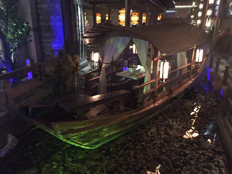 桂满陇西湖船宴船中式仿古木船特色室内餐厅餐饮画舫船乌篷装饰船