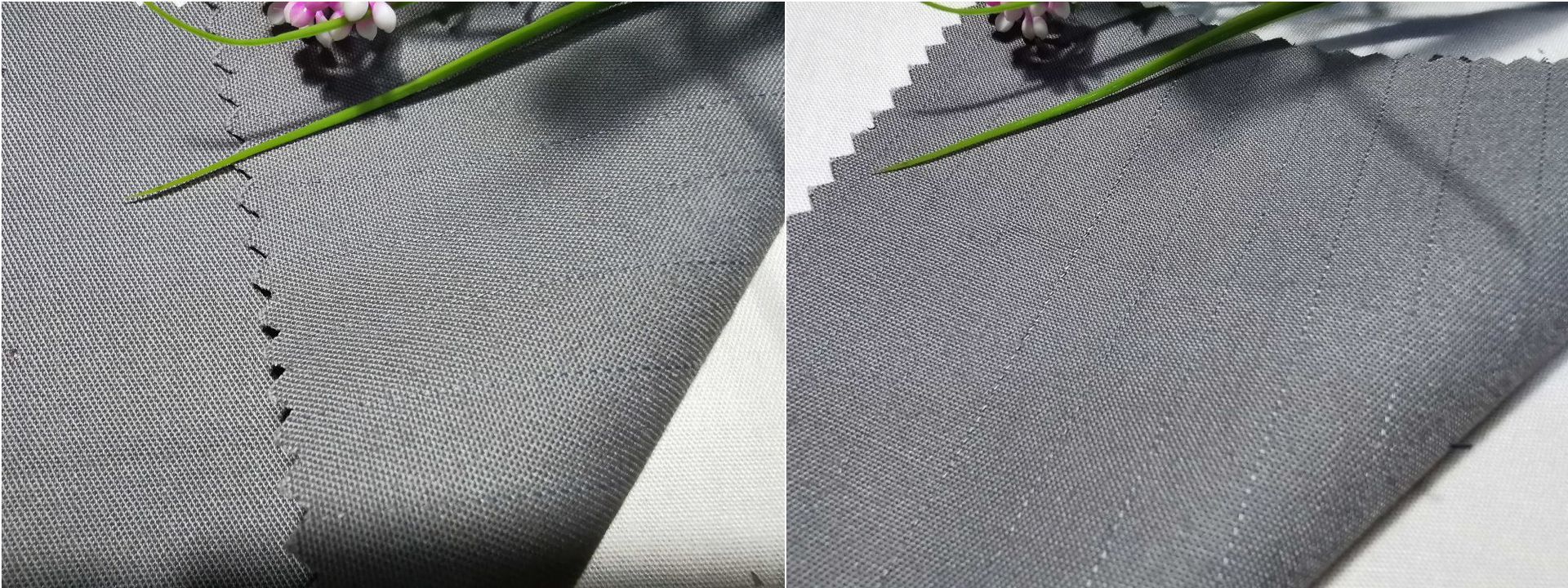 全棉灰色防静电网格三防面料抗油拒水150克夏季工作服面料