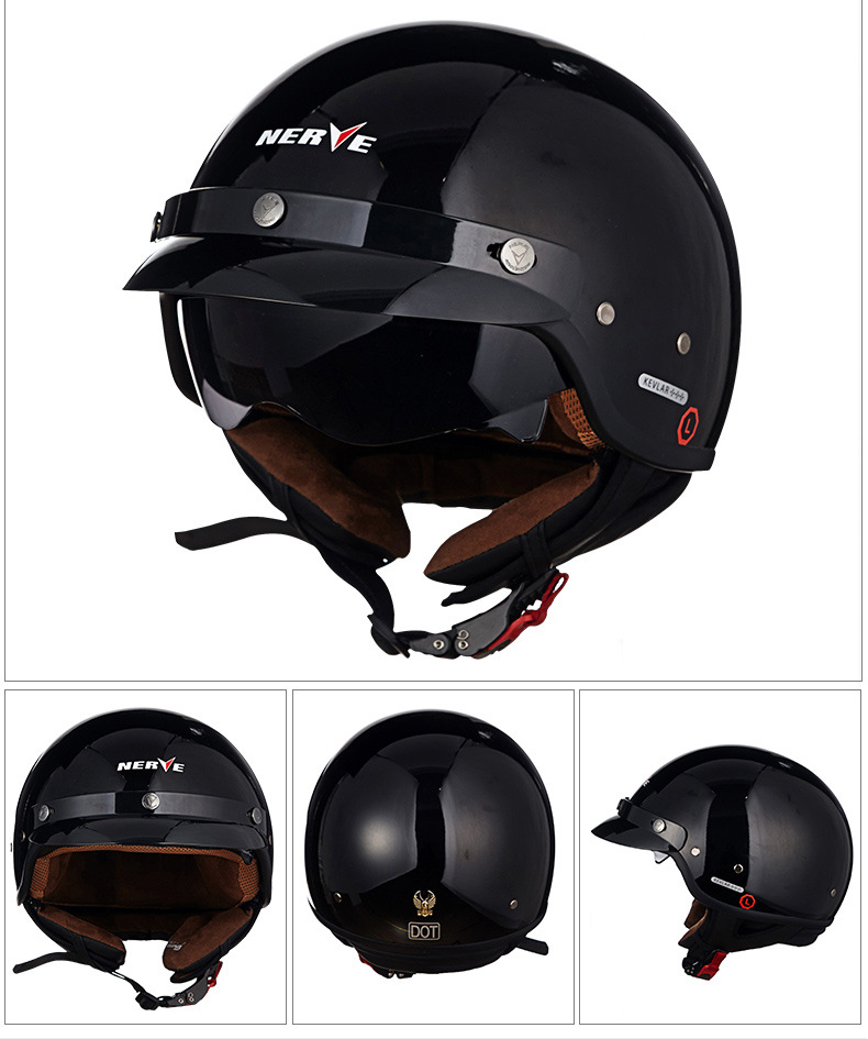 nerve正品涅夫碳纤维复古半盔覆式夏季摩托车头盔男女四季通用