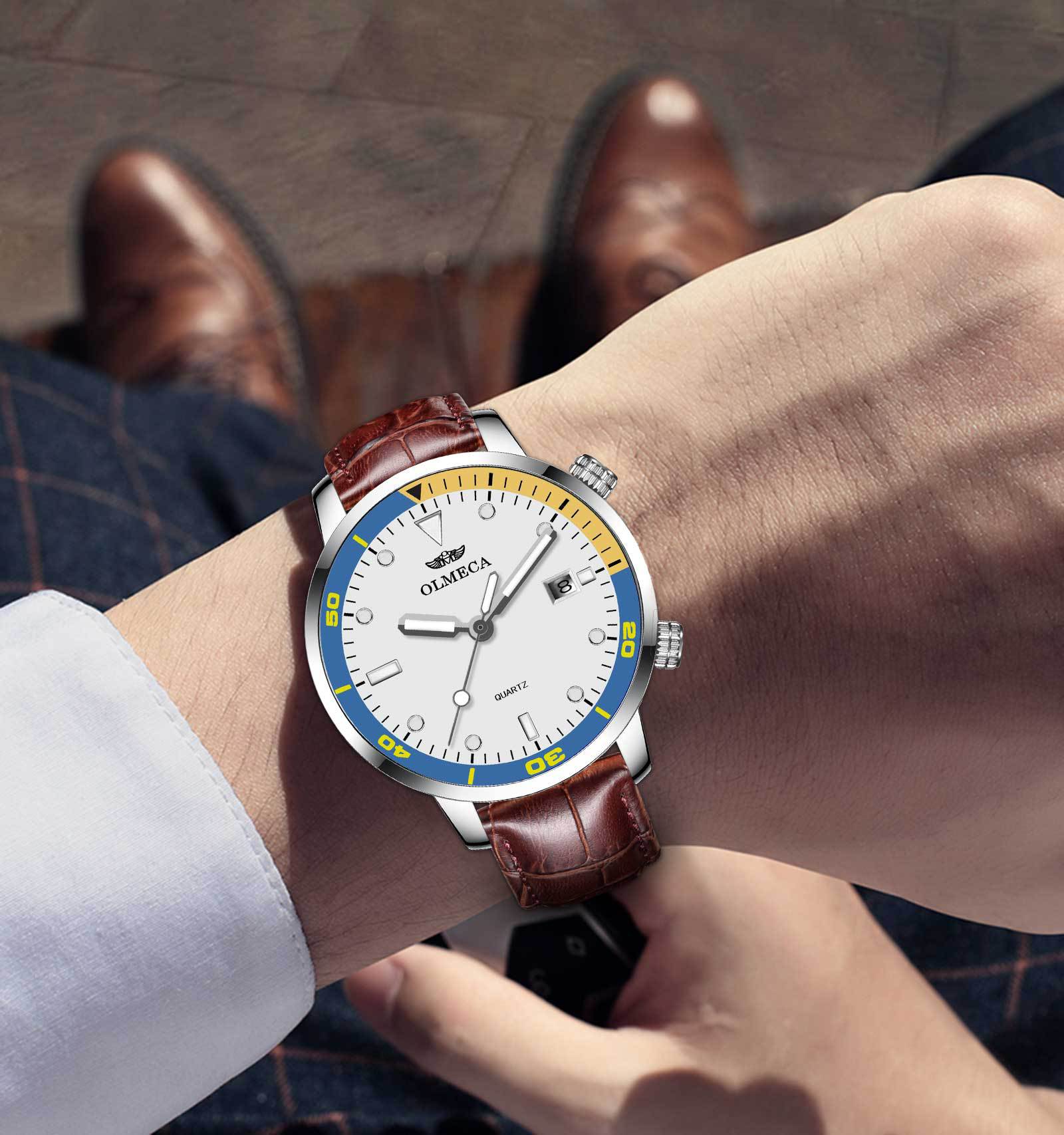 olmeca爆款男士手表男防水多功能运动蓝宝石磁疗能量手表锗石保健