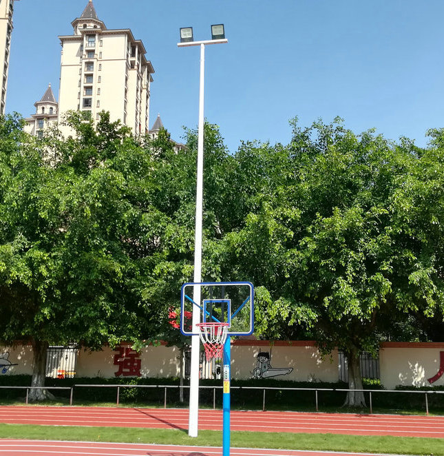 恩平篮球场灯杆安装 球场照明镀锌灯柱批发 室外7mled路灯购买