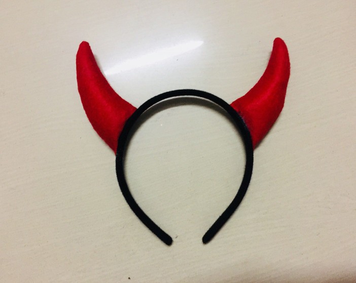 卡通动物头饰化妆舞会装扮表演道具奶牛发箍恶魔牛角头箍三件套