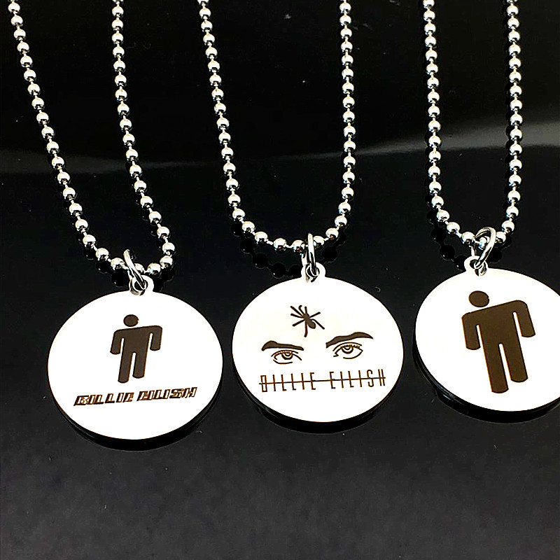 说唱歌手billie eilish标志吊坠 纯不锈钢项链粉丝标志项链