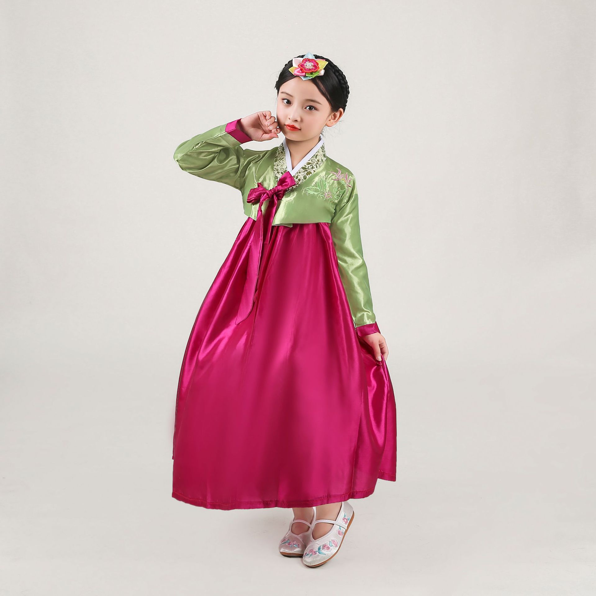 女童韩服朝鲜儿童少数民族风韩国小女孩子刺绣花表演出舞台蹈服装